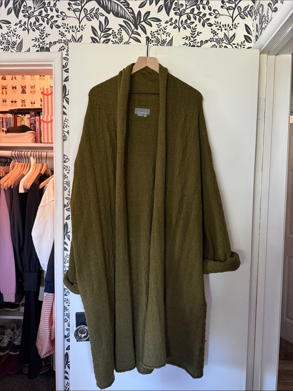 Cozy Oversized Open-Front Cardigan Sweater - Olive
